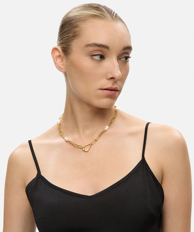 ابيكول Chain Necklace with Faux Pearl